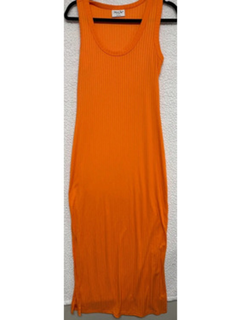 Jolie & Joy Orange Ribbed Sleeveless Maxi Dress Size Large